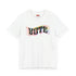 Election 2024 t-shirt with "VOTE" printed in large, colorful letters. Each letter features a different color from the rainbow spectrum, styled in a groovy 70s-inspired font.
